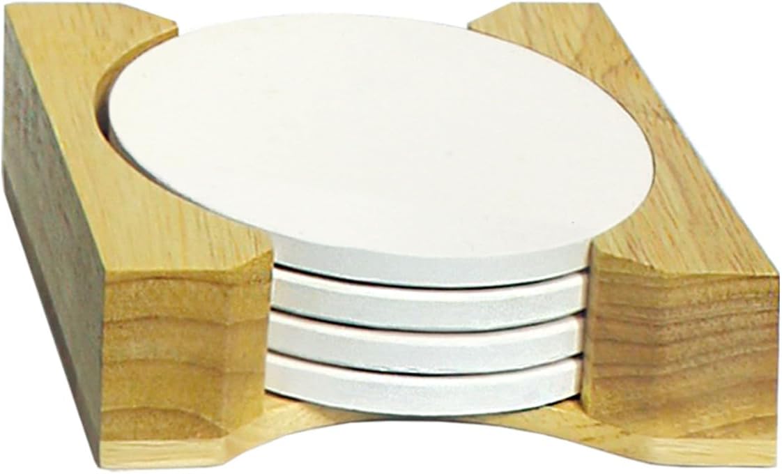 Wooden Coaster Holder Constructed of Light Oak Wood Will Hold 4-4" Round Coasters