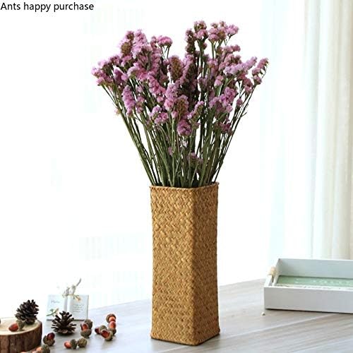 Seaweed Weave Basket Pastoral Rattan Vase Bamboo Weaving Room Flower Arranger / A / Natural