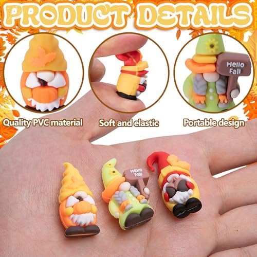 60 Pcs Fall Mini Gnomes Figurines, Thanksgiving Miniature Gnome Ornaments