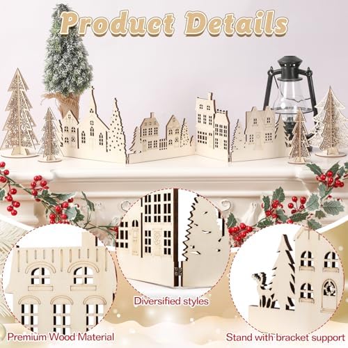 Colingmill 32'' Christmas Tabletop Wooden Decor Church Tree and House Signs