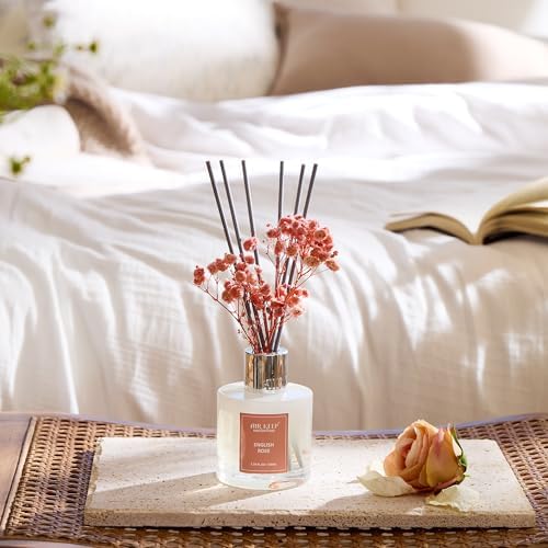 Airkeep Reed Diffuser Set,3.38 fl oz (100 ml) - English Rose Oil Diffusers with 8 Reed Sticks, Home Fragrance Reed