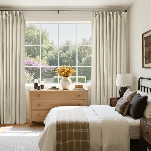 TWODRAPES 60 Inch Width 90 Inches Long Linen Pinch Pleated Curtains 1 Panel