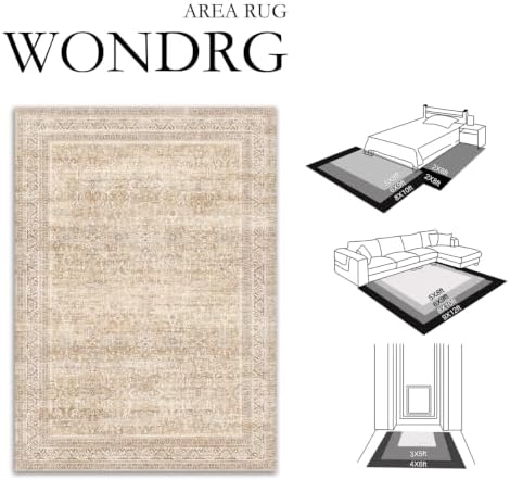 2x6 Beige Neutral Retro Runner Rug