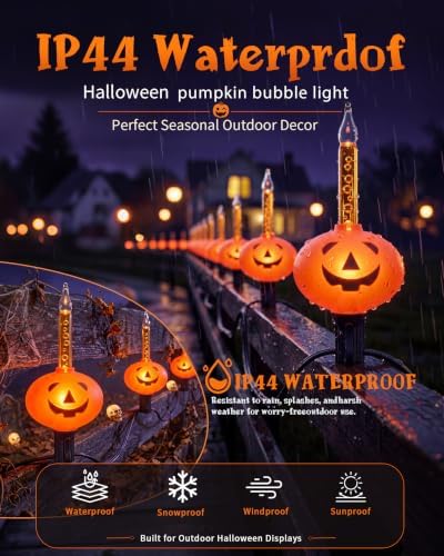 7FT Vintage Halloween Pumpkin Bubble Lights with 7 Bulbs
