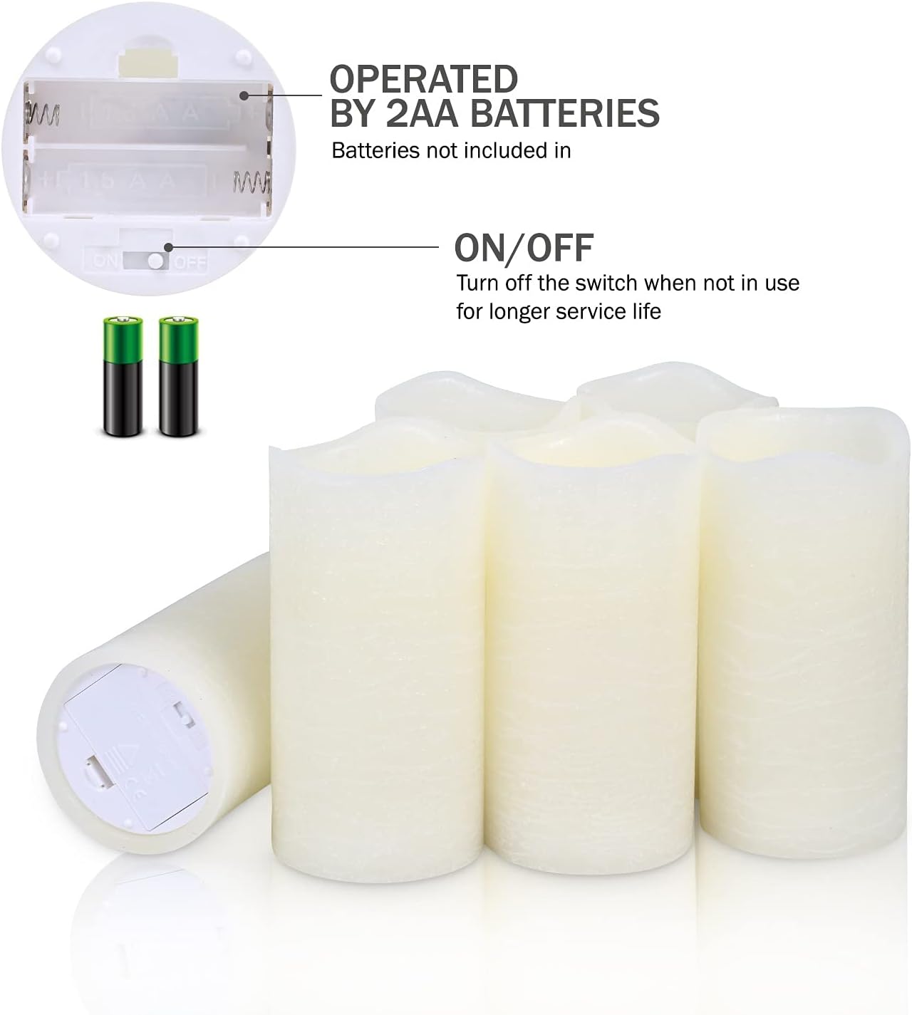 H-BLOSSOM Flameless Candles Battery Operated Real Wax Pillar LED Candles with 10 Key Remote Control Cycling 24 Hours
