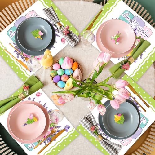 Spring Placemats Set of 6 Tulip Vase Plastic Table Mat 17×13×0.04in