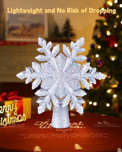 Christmas Snow Tree Topper with Built-in Led Snowflake Projector Lights