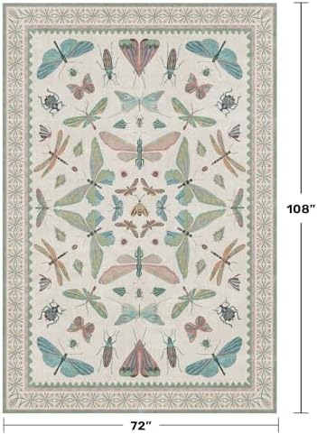Hazo Haus Sage Green Rugs for Bedroom Under Bed - 6x9 Area Rug for Living Room, Dining Room, Kids Playroom, Fun Insect