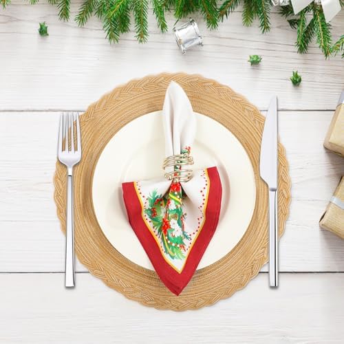 Christmas Tree Floral Cotton Cloth Napkins, 18×18 in, Set of 6