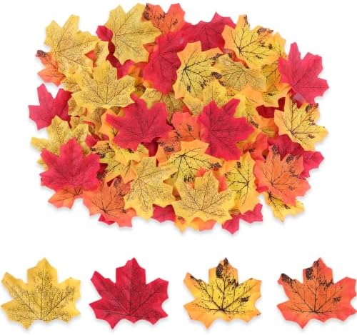 400Pc Artificial Fall Leave Silk Maple Leaf for Thanksgiving Decor