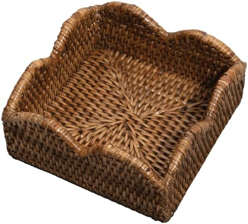 Rattan Scalloped Napkin Holder / Cocktail / Natural