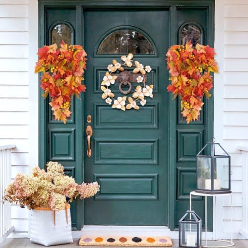 RECUTMS Fall Leaves Hanging Plant Artificial Fall Leaves Garland with Berry