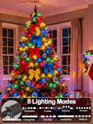 2 Pack Extendable Christmas String Lights Indoor Outdoor 200 LED Multicolor