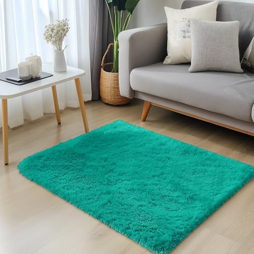OLANLY 3x5 Machine Washable Small Bedside Rug, Soft Fluffy Shaggy Rugs for Living Room, Bedroom, Indoor Floor Carpet