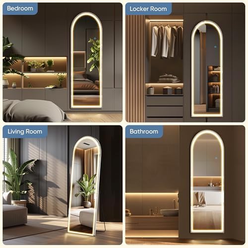 DUMOS Arched LED Mirror Full Length Standing, 63"x20" Full Body Wall Mirror