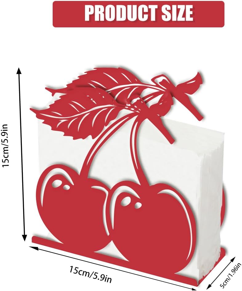 Napkin Stand Metal Tissue Holder Organizer Paper Napkins Holders / Cherry / Red