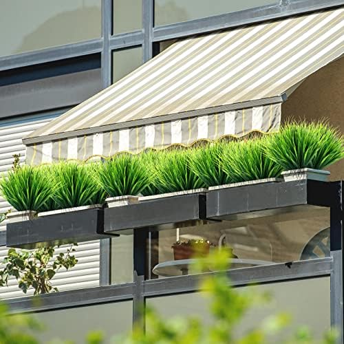 Ysleen 40 Bundles Artificial Grasses Outdoor UV Resistant Fake Plants No Fade Faux Grass Plastic Wheat Grass Greenery Shrubs Garden Porch Window Box Decorating Craft