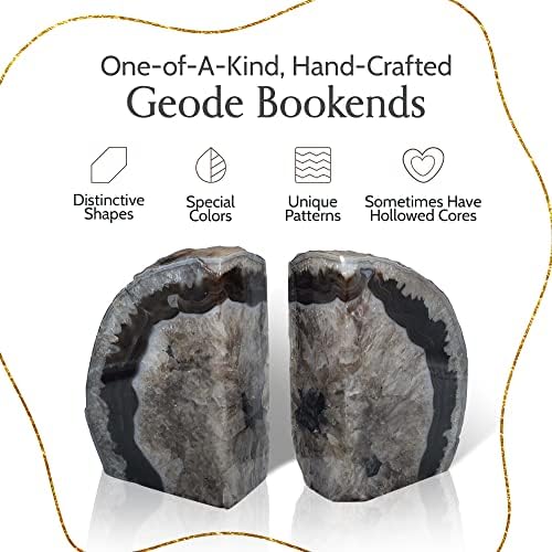 Agate Bookends / Black / A+ Grade 2 - 3 Lbs