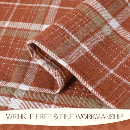Romanstile Fall Checkered Tablecloth Rectangle, 52 x 70 Inch, Orange