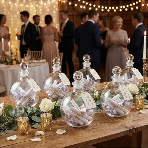 Tessco for you 1 Pcs 8.5 oz Glass Potion Bottles with Cork, Round Spherical Apothecary & Decorative Bottles for Candy, Spices, Vanilla Extract, Wish Messages, Snow Globe & DIY Crafts (Stylish)