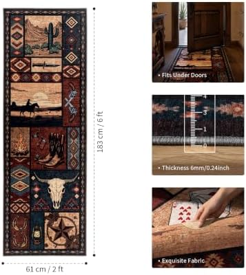 YIHOUSE Washable Western Cowboy Hallway Runner Rug 2x6