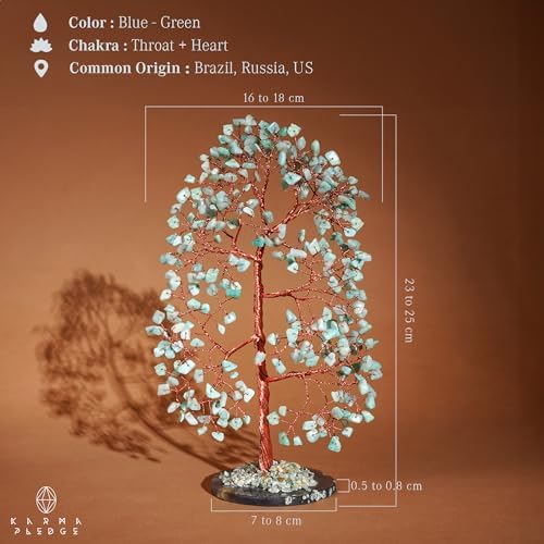 Crystal Tree of Life Birthday Gifts for Women, Men, Frineds, Handmade Amazonite Chakra Tree for Home, Room, Office