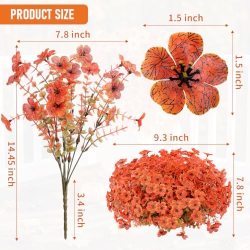 13 Bundles Artificial Fall Flowers Fake Mums for Outdoor(Orange)