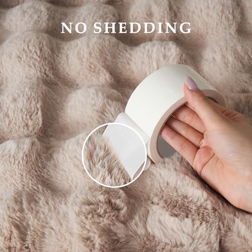 BENVWE Faux Fur Throw Blanket for Couch - Thickened Fluffy Soft Bubble Blanket for Living Room Home Decor - Fathers Day