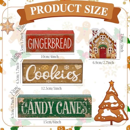 Lineshading 4 Pcs Christmas Table Decor Gingerbread House Tiered Tray Decor