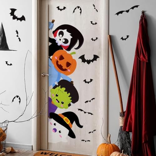 44.88 x 15.75 Inch Large Halloween Door Sticker Green Monster Wall Decal