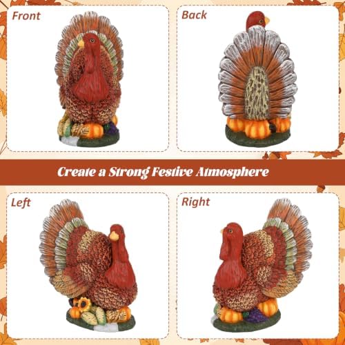 Thanksgiving Resin Turkey Figurine, Fall Harvest Table Centerpiece