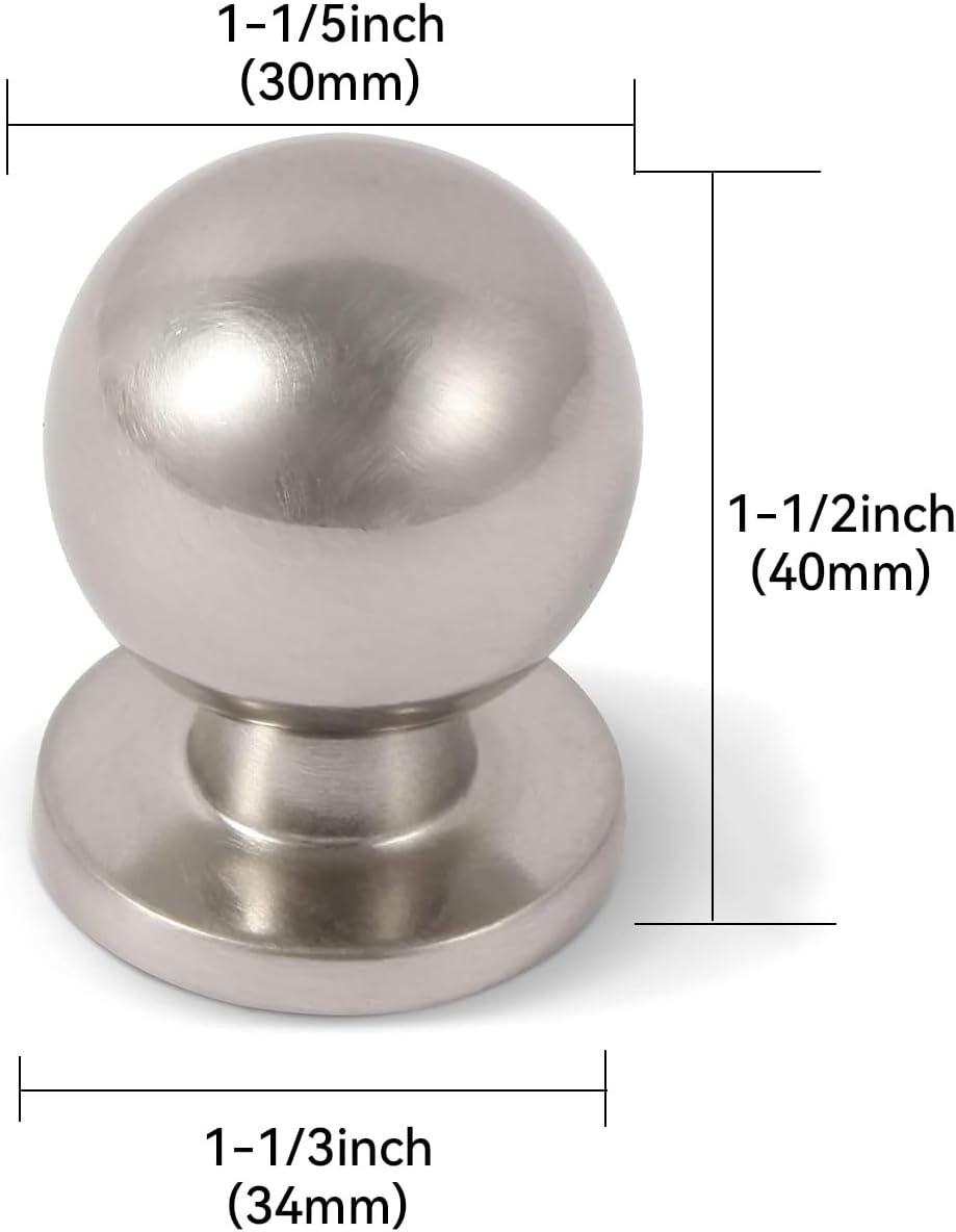 1-1/ Cabinet Knobs Solid Drawer Pulls / 1-1/4" Hole Center / Brushed Nickel / 4 Inch / Set of 10