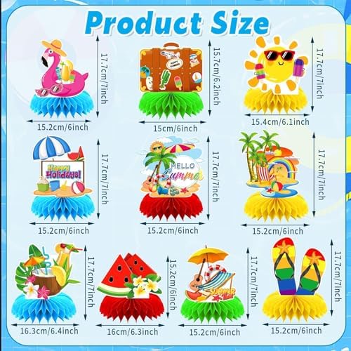 Summer Party Table Decoration, 10Pcs Hawaii Honeycomb Centerpieces