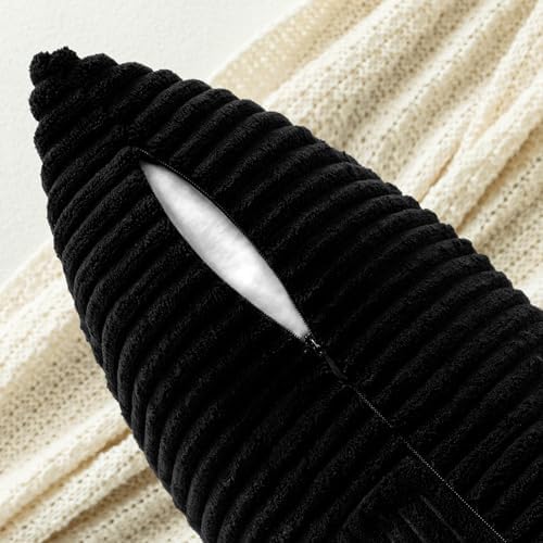 MIULEE Black Decorative Lumbar Throw Pillow Covers 14x24 Inch 2 Pack