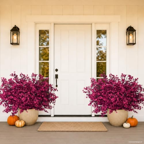 20 Pcs Baby Breath Flowers Artificial Bulk, Fake Fall Flowers, Burgundy