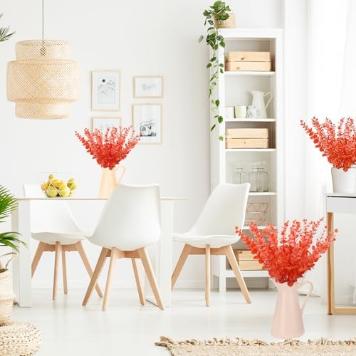 FEQO 36 Pcs Orange Artificial Eucalyptus Stems 15" Faux Eucalyptus Branches