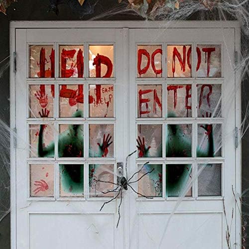 2PCS Halloween Giant Bloody Window Posters Windows Clings Party Decoration Haunted House Door Cover Creepy School Dormitory Window 60" x 60"
