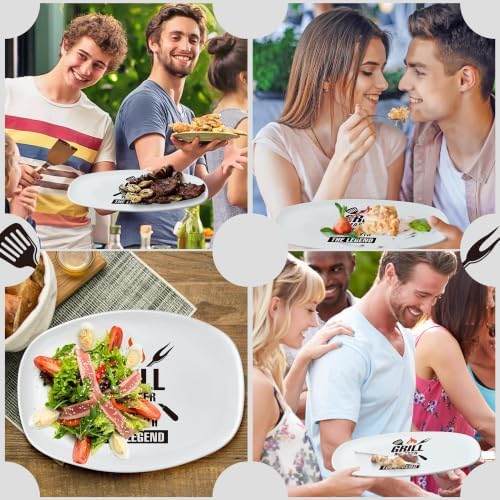R HORSE Melamine Grill Platter Gift, BBQ White Oval Serving Tray Plate