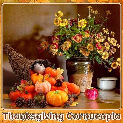 Dandat Thanksgiving Cornucopia Basket, Horn of Plenty Table Decor, 1 Pcs