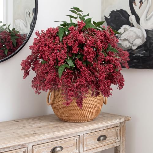 Daynight 4 Pcs Artificial Berry Stem for Vase, 40In Faux Nandina Branches Fall Floral Picks Fake Realistic Berry Spray for Wedding Autumn Farmhouse Home Decor(4, RED, 40Inch)
