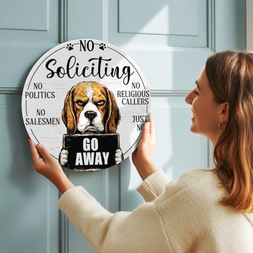 Beagle Dog Gifts No Soliciting Sign for House Front Door, Don't Knock or Ring Doorbell Sign for Dog Lover