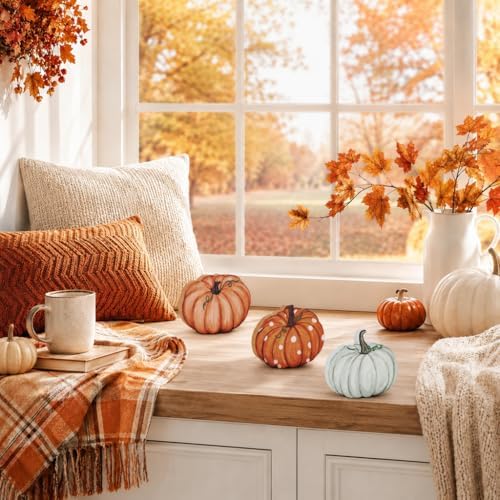Smile Fall Wooden Decor Set 3-Piece Neutral Pumpkin Tabletop Signs for Autumn Harvest Home Decor
