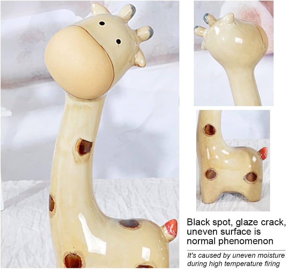Ceramic Ornament Figurine Statue / Khaki Giraffe / Set of 3