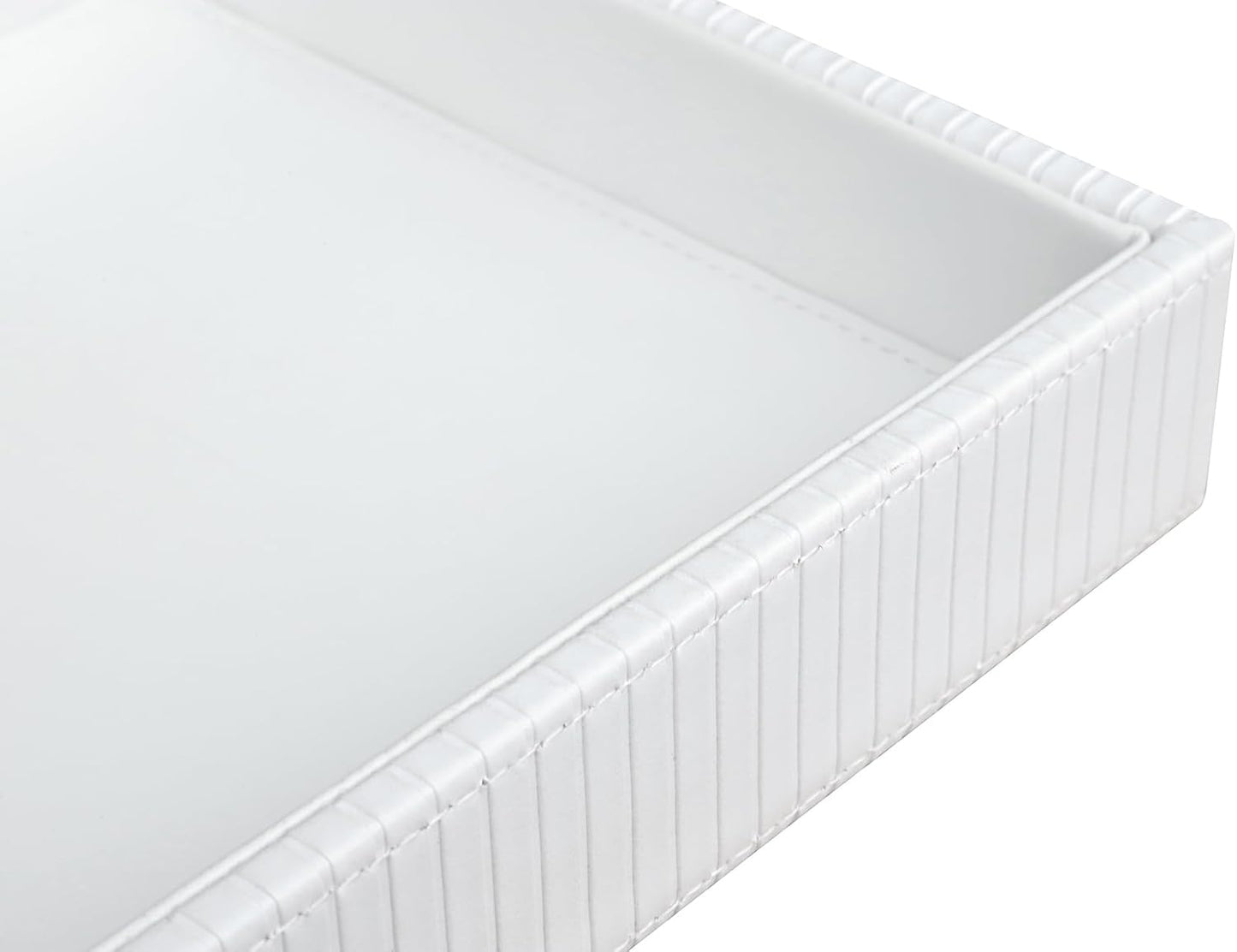 Faux Leather Vanity Tray / White Stripe / 10.2 x 8.4 x 1.8