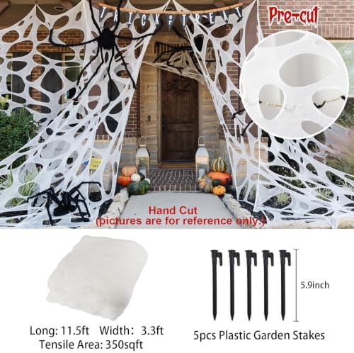 Runleo Giant Spider Webs Halloween Decorations Outdoor Beef Netting Pre-Cut