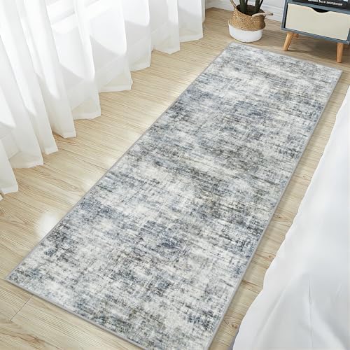 2'6''x8' Runner Rugs Washable Rug:Modern Abstract Hallway Blue Multi Carpet