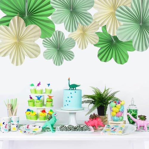 Fan Decorations for Wall Sage Green Paper Flower Fans Floral Backdrop