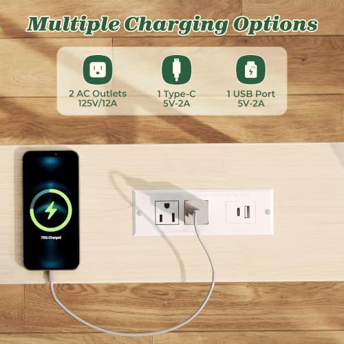 SUPERJARE 78.8 inch Narrow Behind Couch Table with Charging Stations