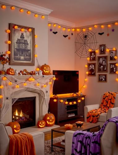 12FT Halloween Pumpkin String Lights, 20 LED Plug in Jack o lantern Lights