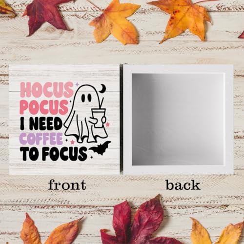 Cute Halloween Decor Indoor Ghost Hocus Pocus I Need Coffee to Focus Sign